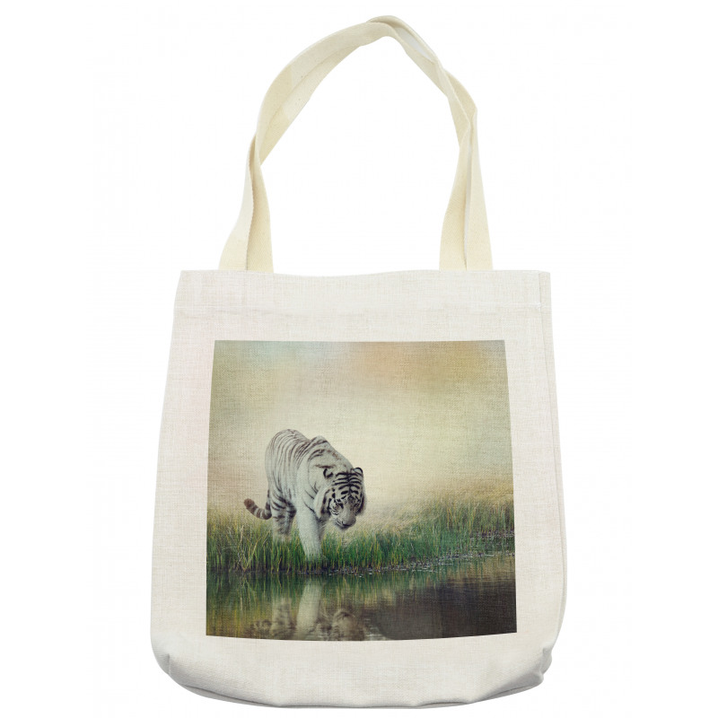 Albino Tiger Near a River Tote Bag