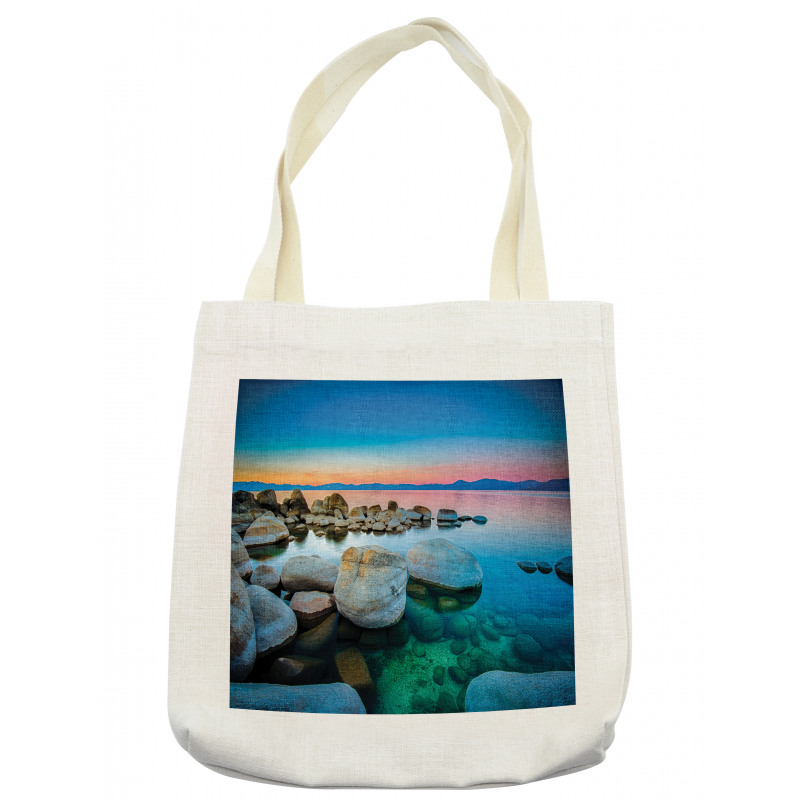 Stones Sunset View over Water Tote Bag