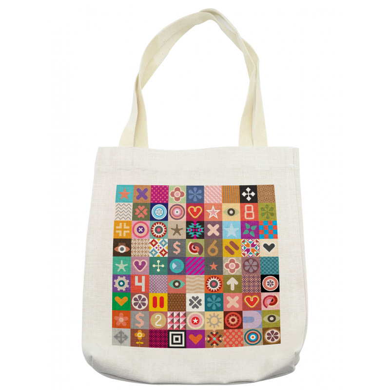 Multi Patterned Squares Tote Bag