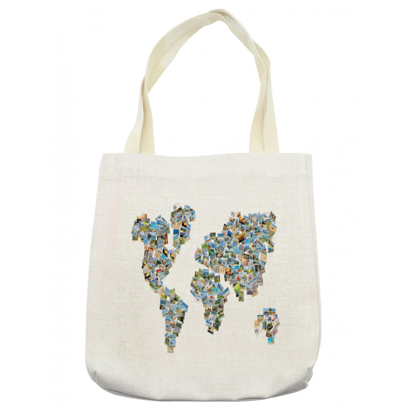 Photos Placed as World Map Tote Bag