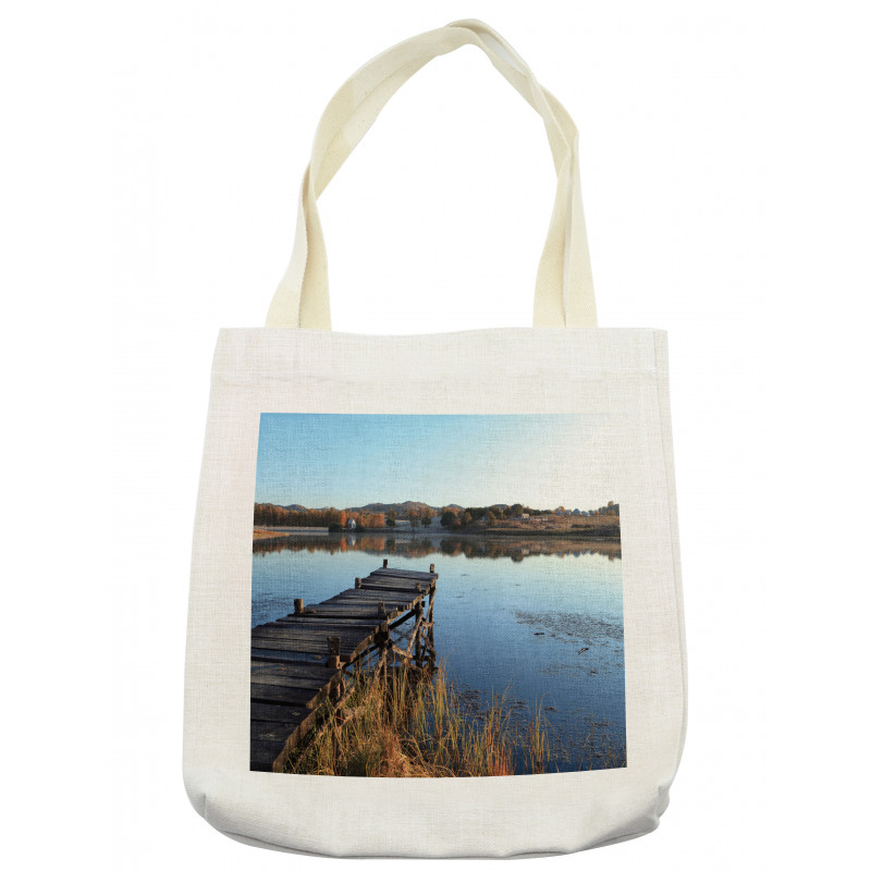 Tranquil Lake Idyllic Pier Tote Bag