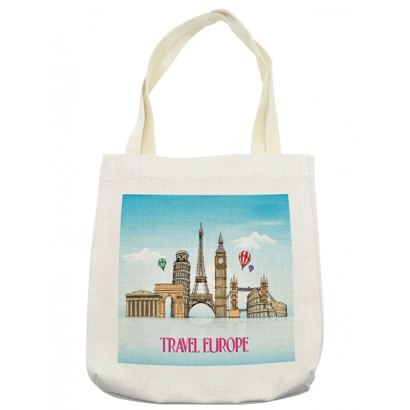 Travel Europe Landmarks Sky Tote Bag