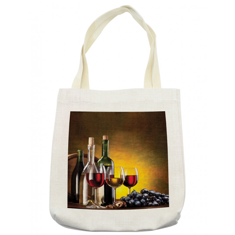 Grapes Bottles and Glasses Tote Bag