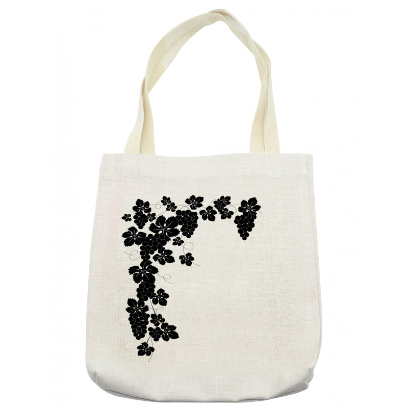 Monochrome Grape and Leafage Tote Bag