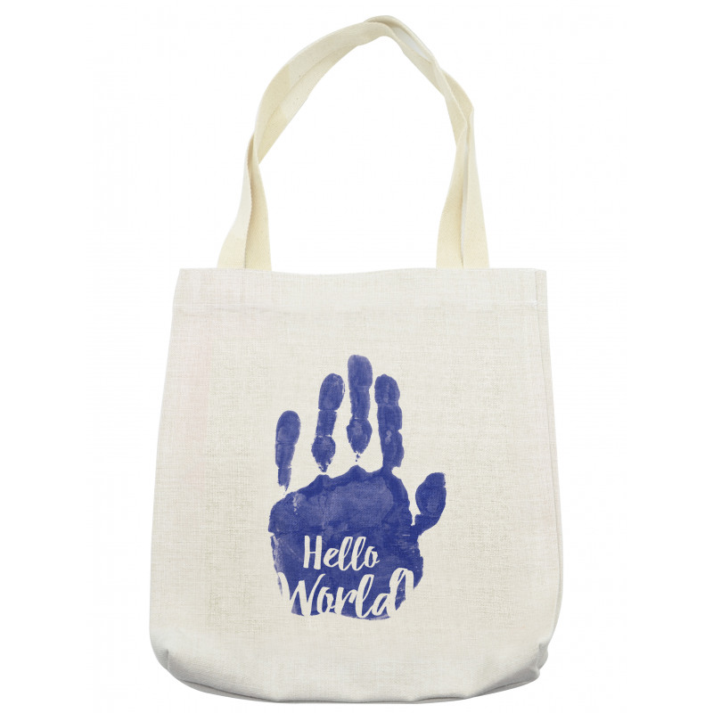 Hello World Color Hand Print Tote Bag