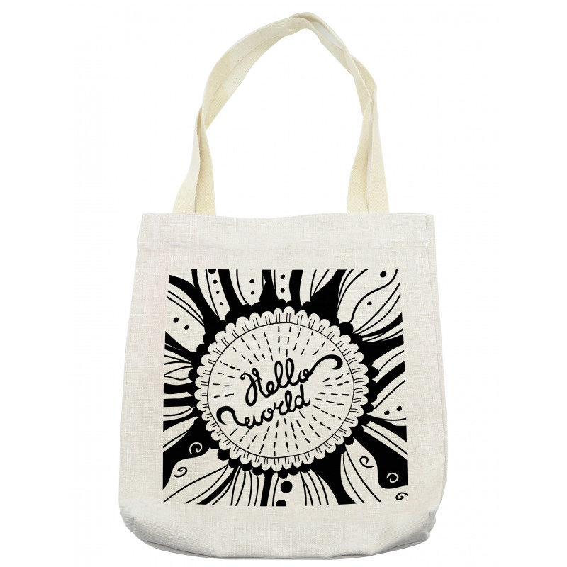 Monochrome Style Hello World Tote Bag