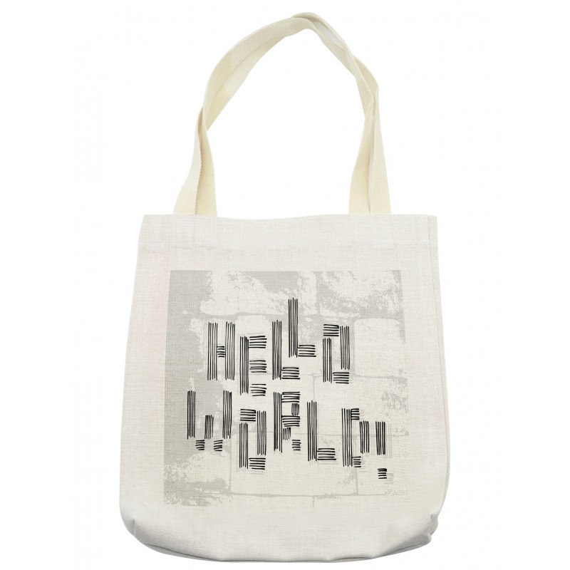 Abstract Striped Hello World Tote Bag