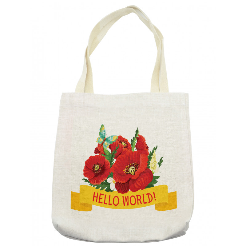 Hello World Spring Flowers Tote Bag