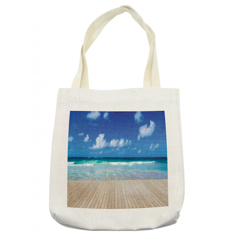 Waves on Wooden Pier Shore Tote Bag