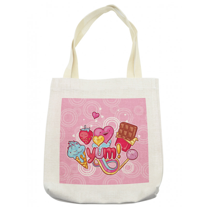 Heart Ice Cream Strawberry Tote Bag