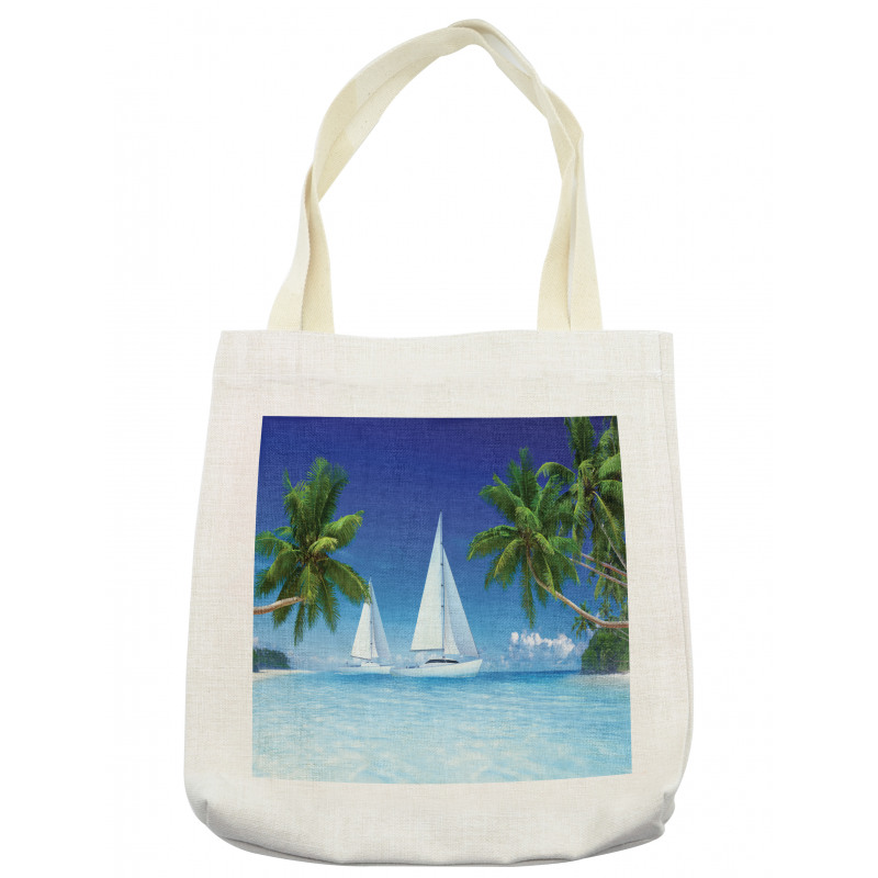 Palm Trees and Sailboats Tote Bag