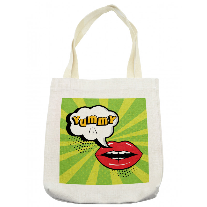 Retro Comic Balloon Lips Art Tote Bag