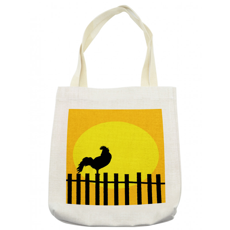 Rooster Silhouette Sunrise Tote Bag