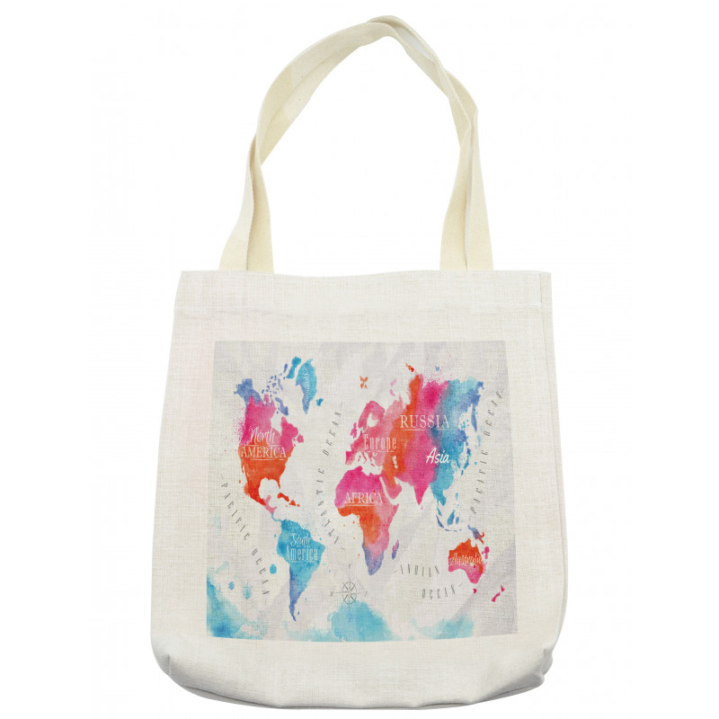 Watercolored World Map Tote Bag