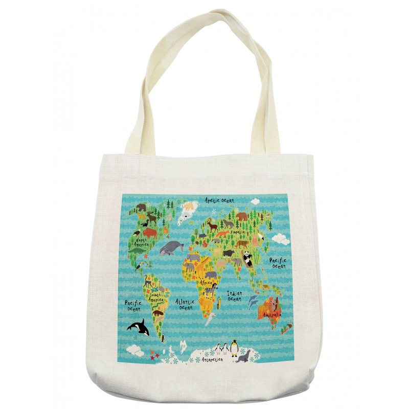 Kids World Map of Animal Tote Bag