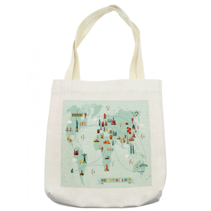 Famous World Travel Map Tote Bag