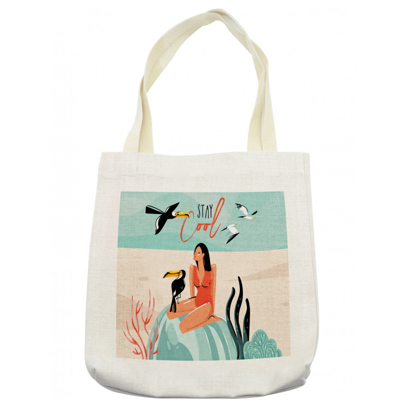 Summer Girl with Toucan Tote Bag