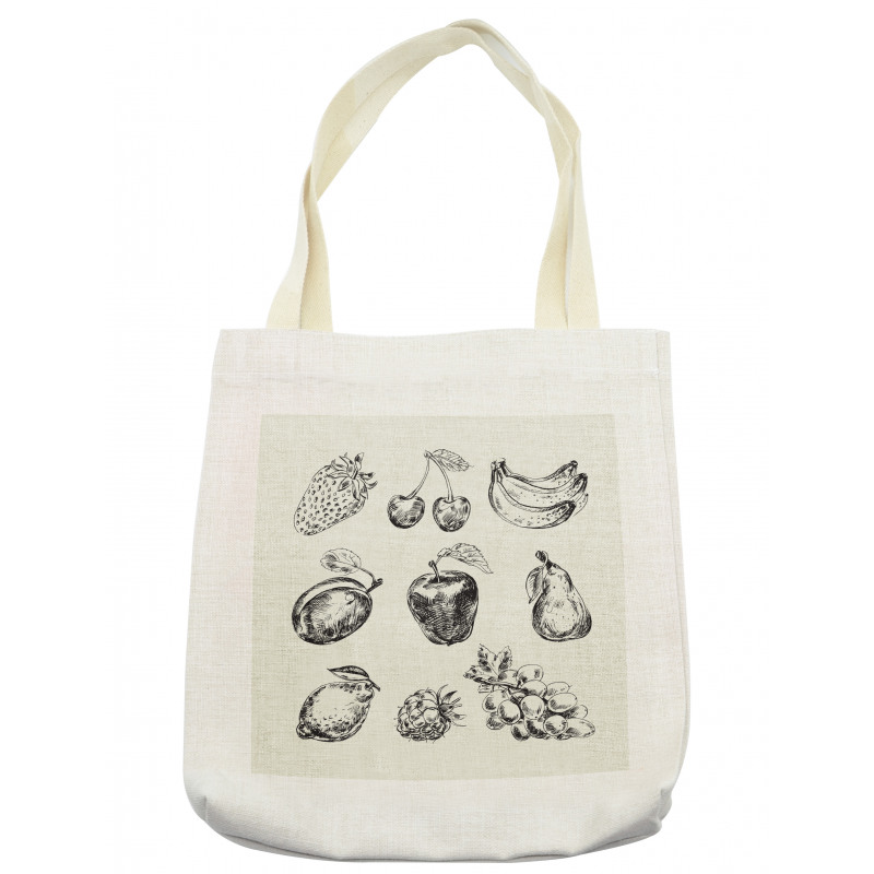 Retro Banana Strawberry Plum Tote Bag