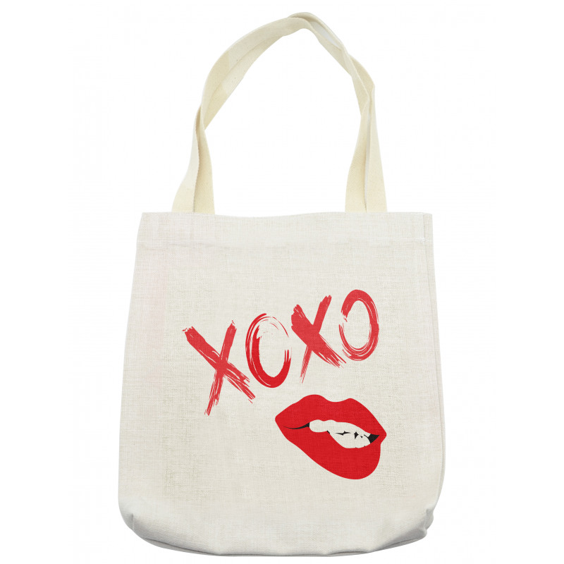 Lipsticked Woman Biting Lips Tote Bag