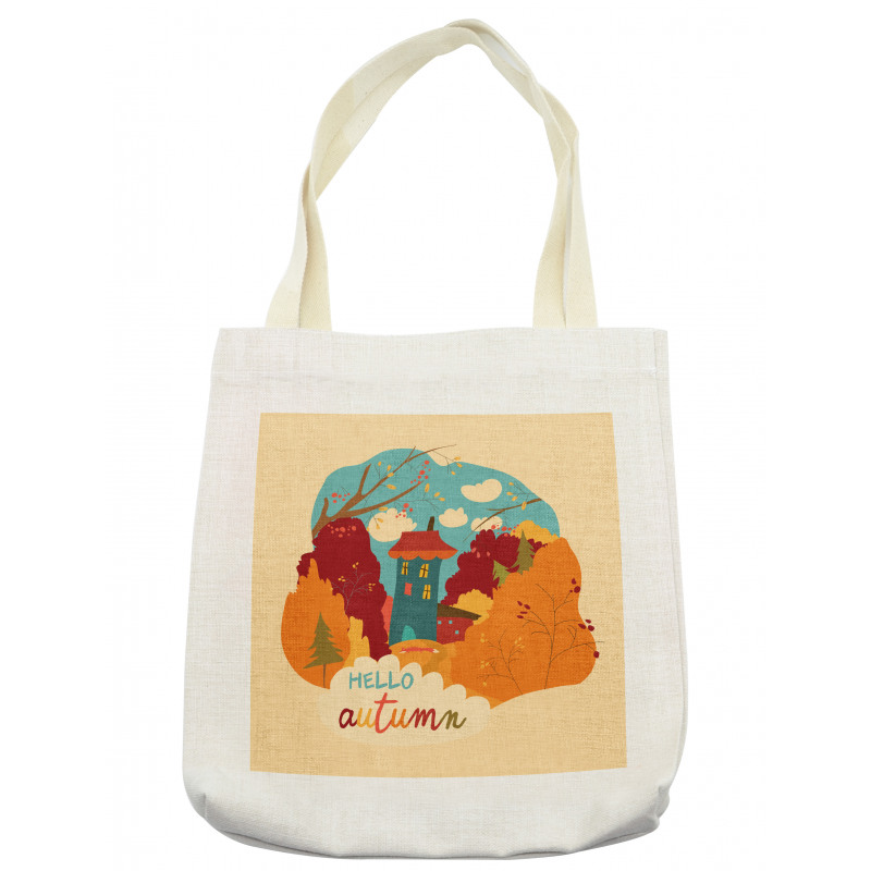 Fall Leaves Trees and House Tote Bag