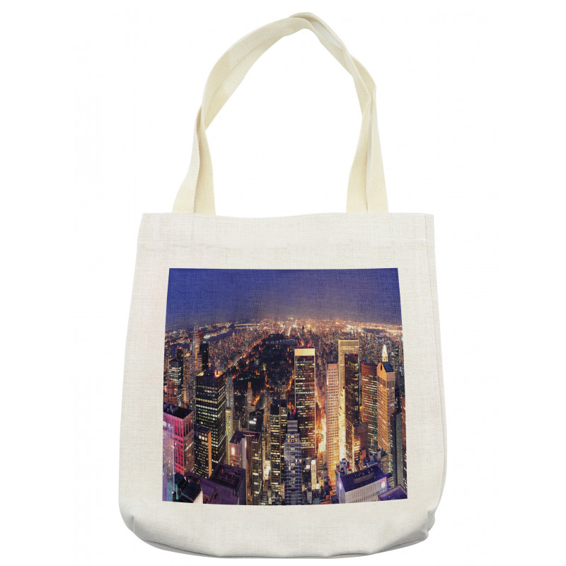 New York Panoramic Aerial Night Tote Bag