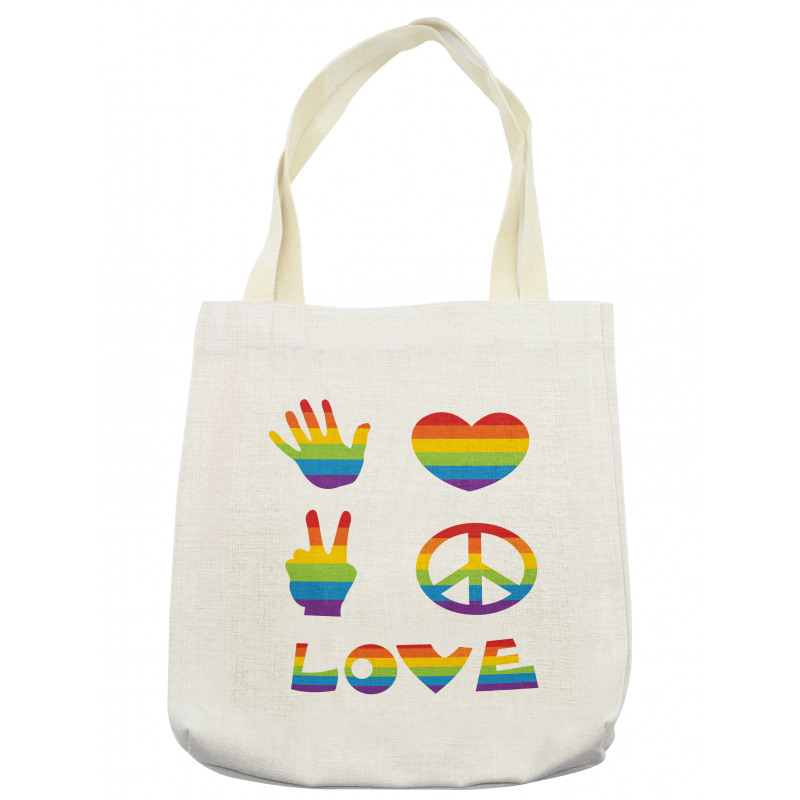 Rainbow Colors Peace and Love Tote Bag