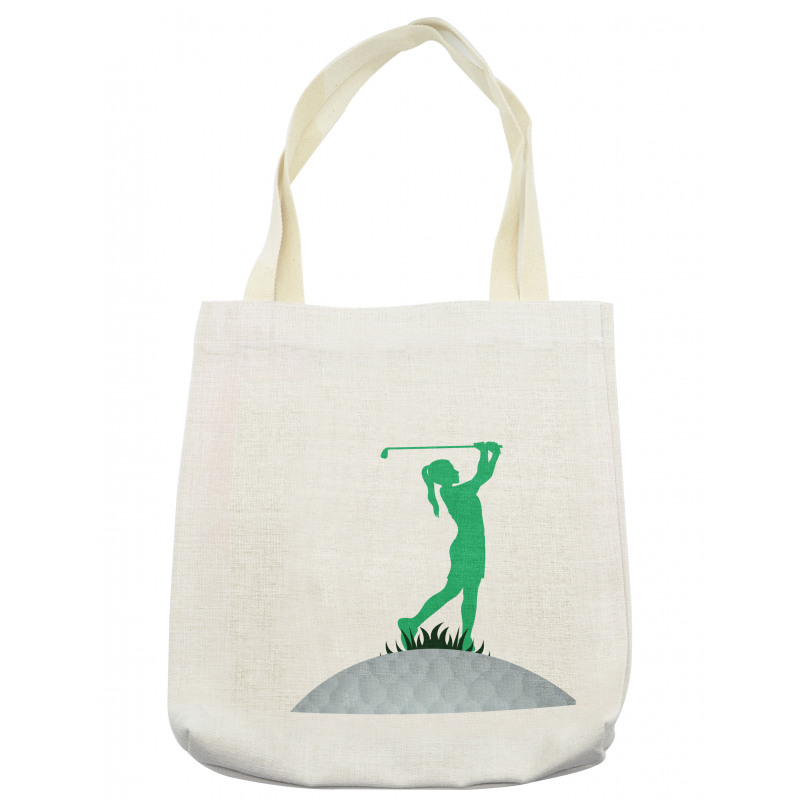 Woman Golf Player Taking Shot Tote Bag