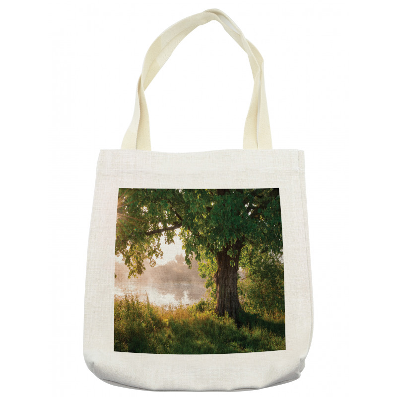 Stream Mystic Foggy Scene Tote Bag