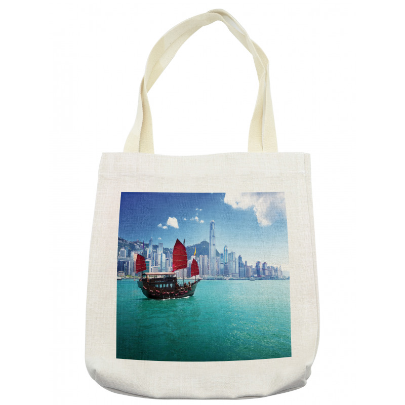 Hong Kong Harbour Boat Tote Bag