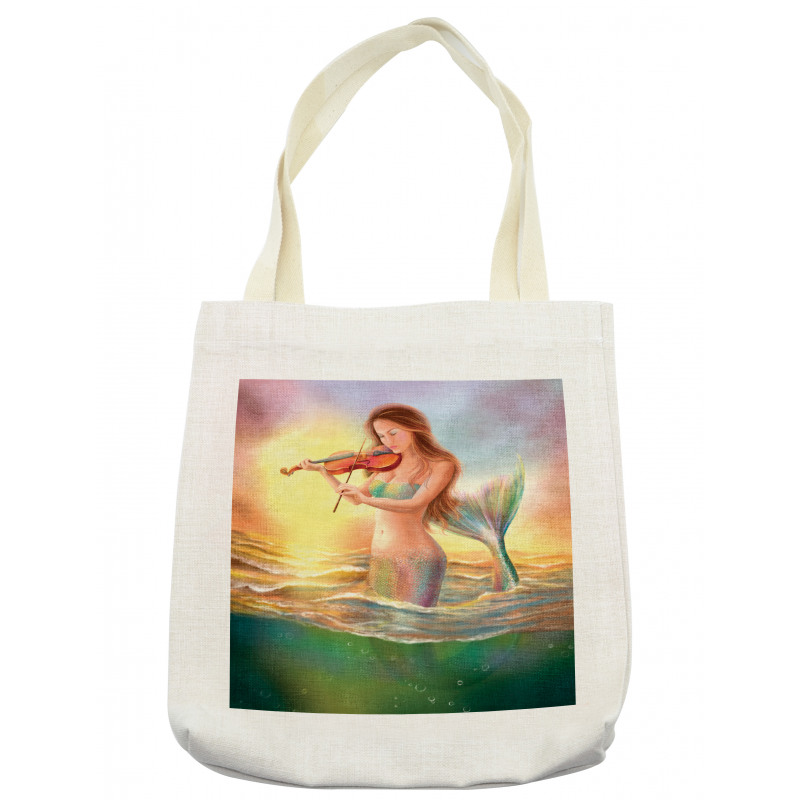 Mermaid Playing Violin Tote Bag