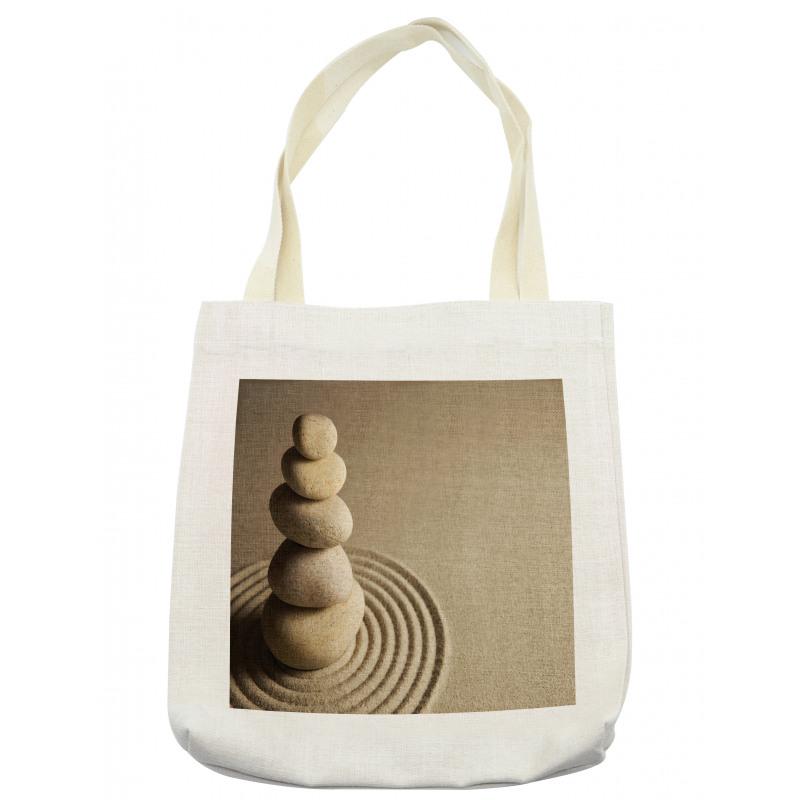 Balancing Stones on Sand Theme Tote Bag