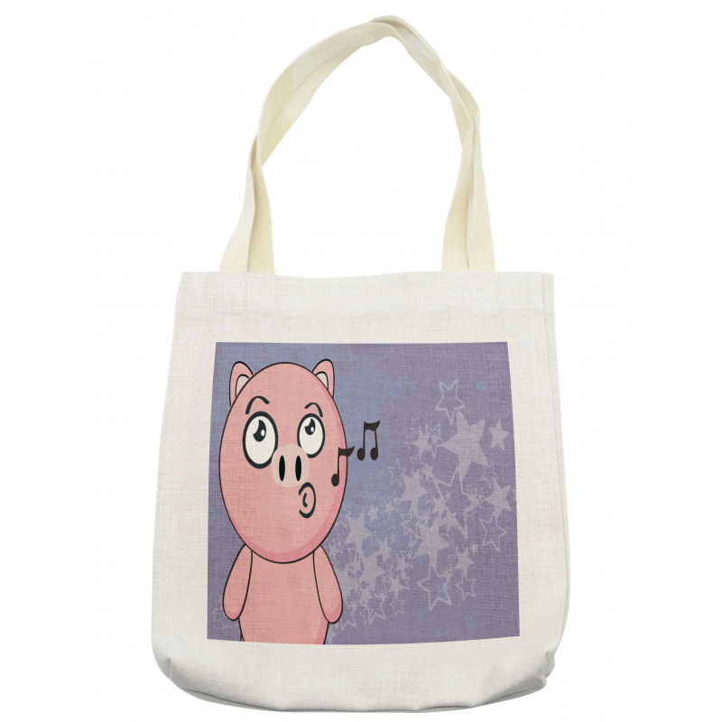 Farm Animal Singing Star Motifs Tote Bag