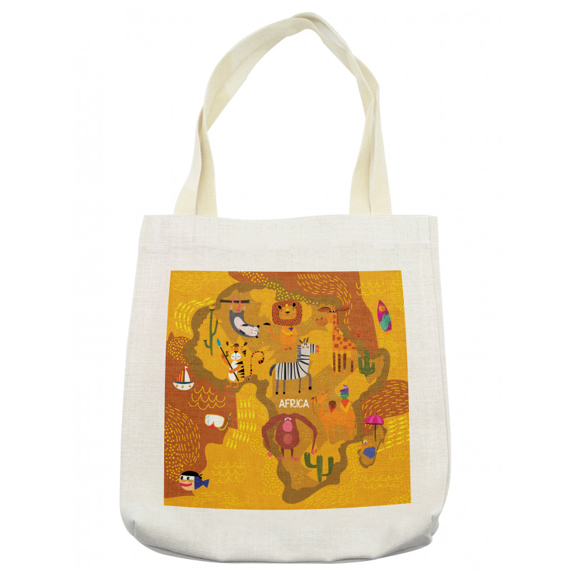 Map of Africa with Animals Tote Bag