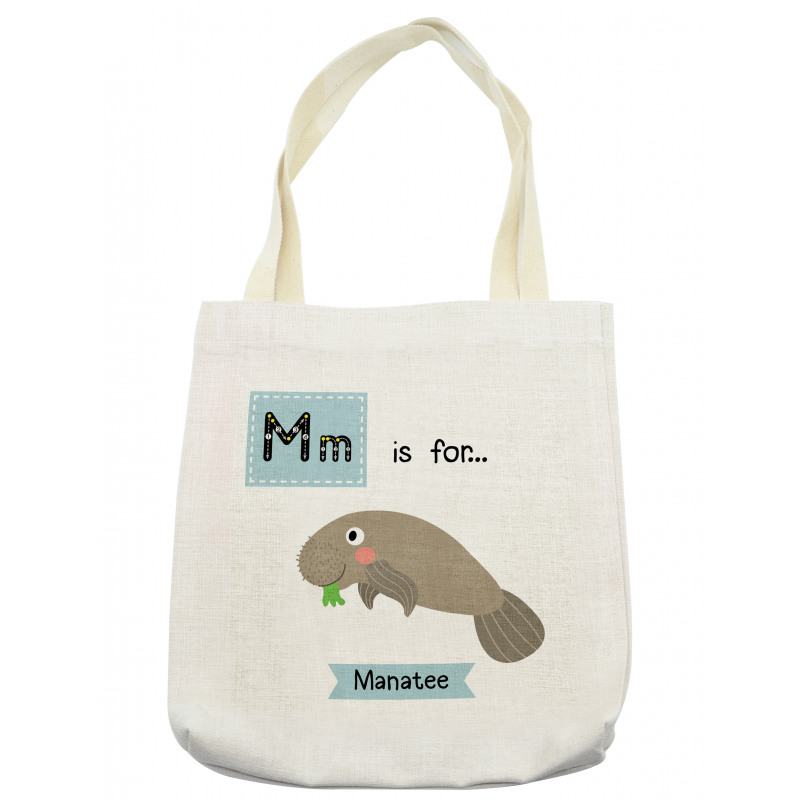 Letter M and Animal Cartoon Tote Bag