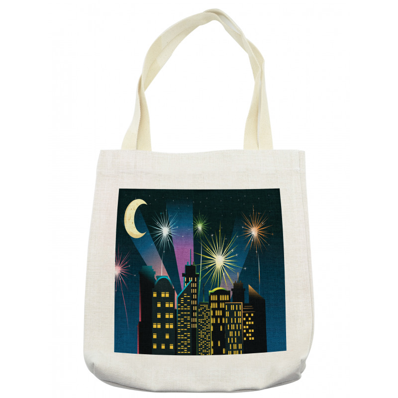 Fireworks Illustration in City Tote Bag