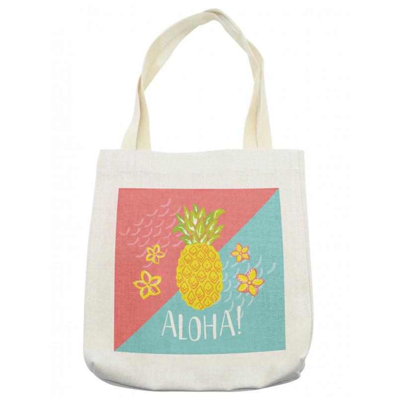 Flowers and Pineapple Pattern Tote Bag