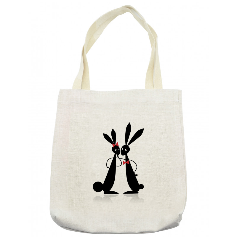 Couple Rabbits Bow Tie Tote Bag