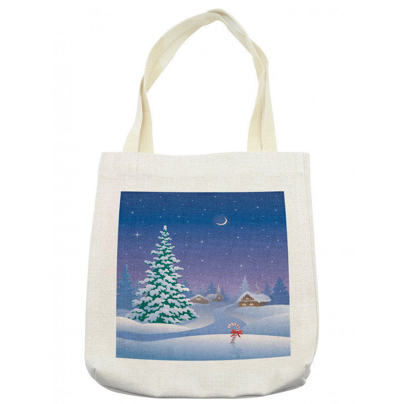 Vertical Cartoon Snowy Path Tote Bag