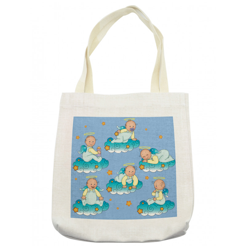 Babies on Clouds in Cartoon Tote Bag