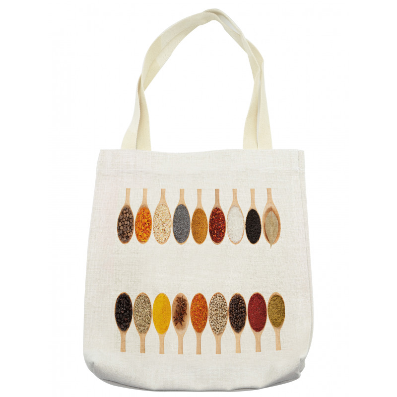 Group of Spices in Spoons Tote Bag