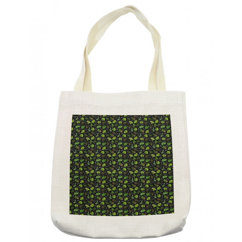 Graphical Plants Calligraphy Tote Bag