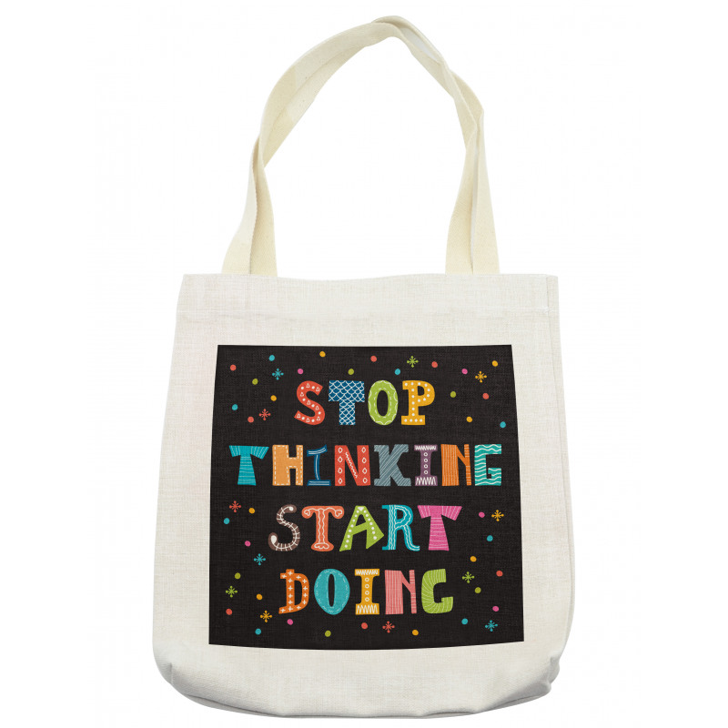 Colorful Typography on Dark Tote Bag