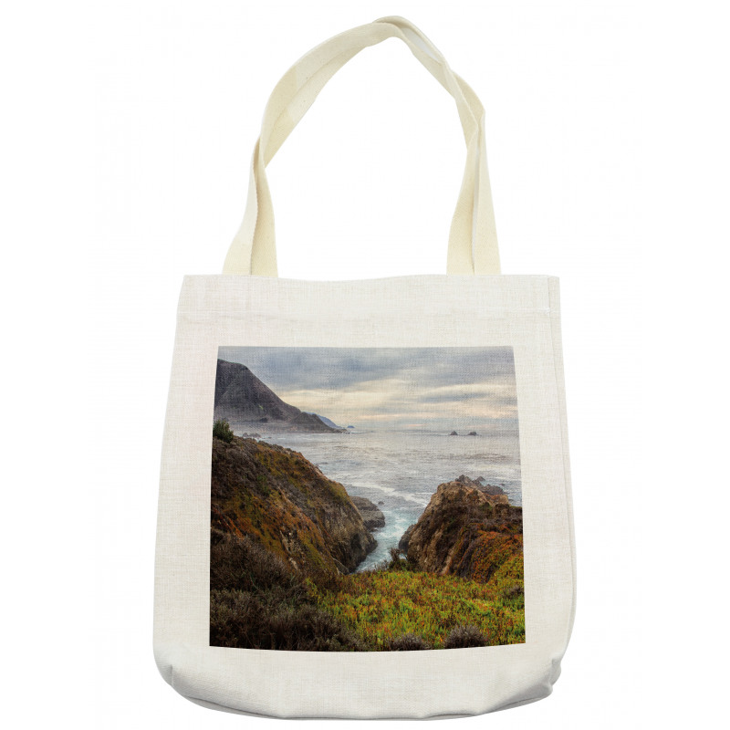 Ocean Coast Hazy Landscape Tote Bag