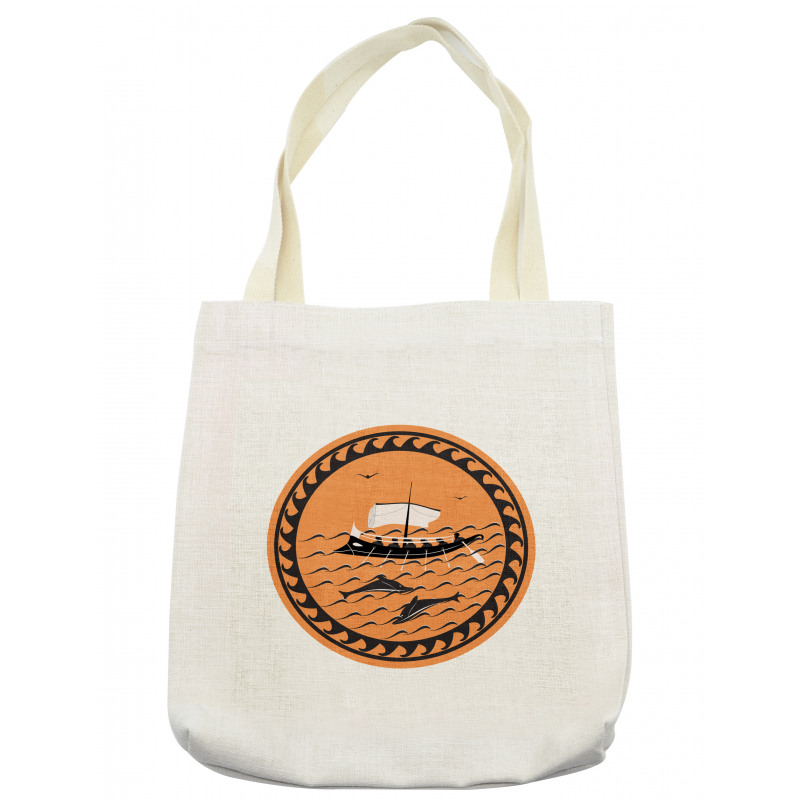 Greek Ship on Waves Tote Bag