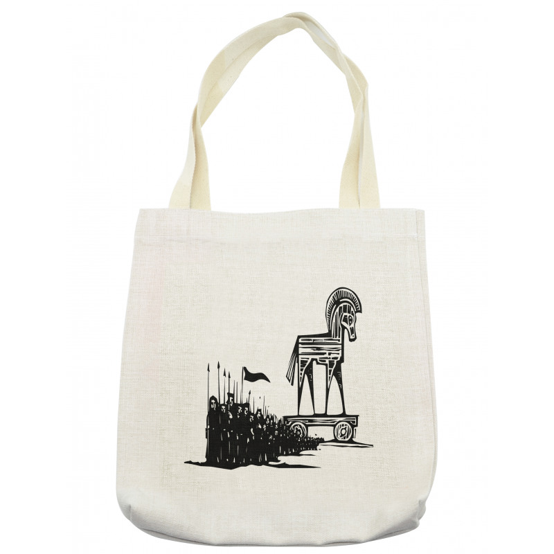 Woodcut Style Greek Trojan Tote Bag