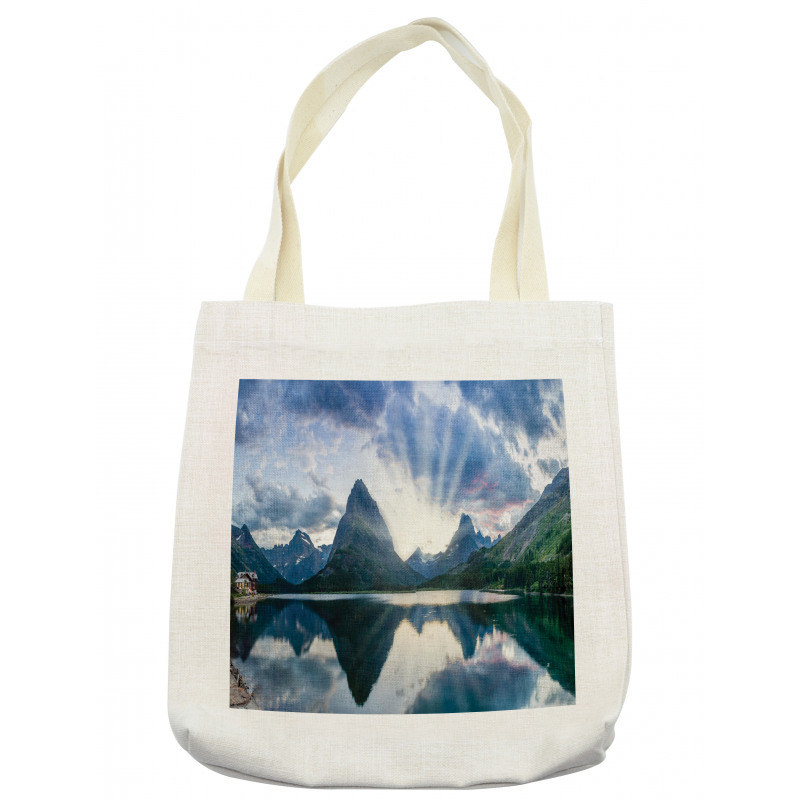 Swiftcurrent Lake Panorama Tote Bag