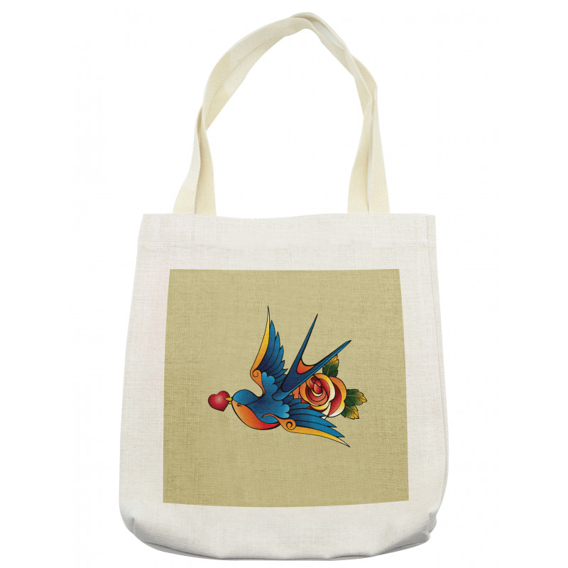 Heart Bird and Rose Art Tote Bag