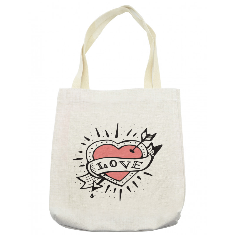 Motifs and Heart Drawing Tote Bag