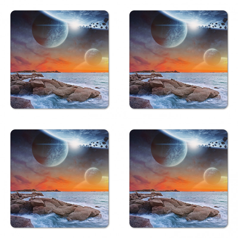 Planet Landscape View Coaster Set Of Four