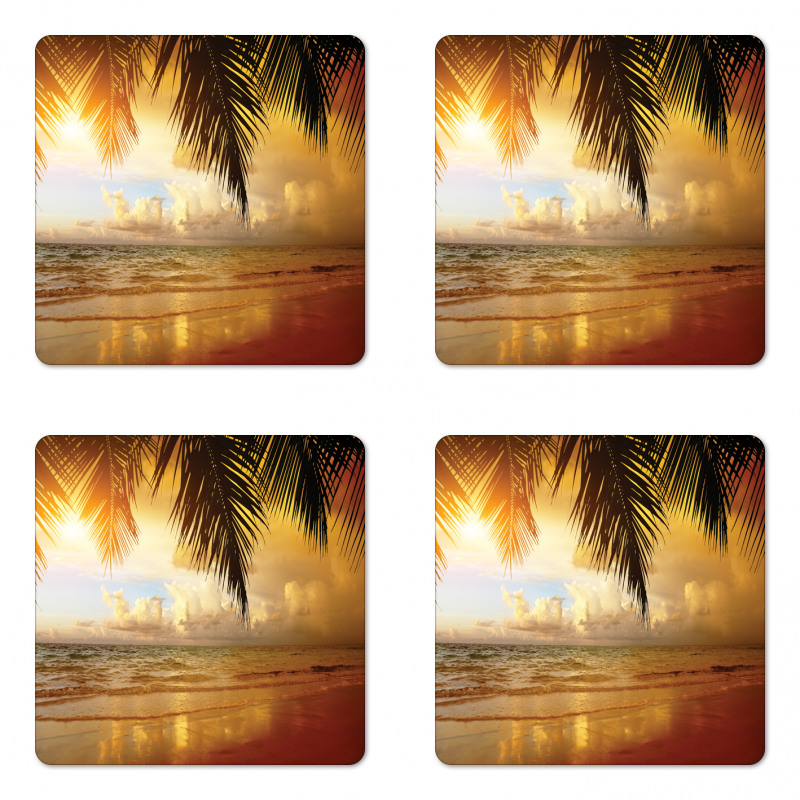 Sunset Caribbean Palms Coaster Set Of Four